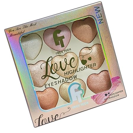 Face Tech Love Highlighter Eyeshadow for Women and Girls. 9 Shades, Net content 15g